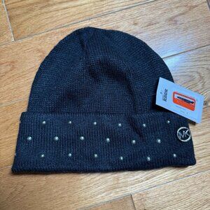 NWOT Michael Kors Studded Knit Beanie Winter Black One Size